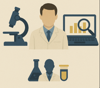 an illustration showing technology and experts on asbestos legal cases